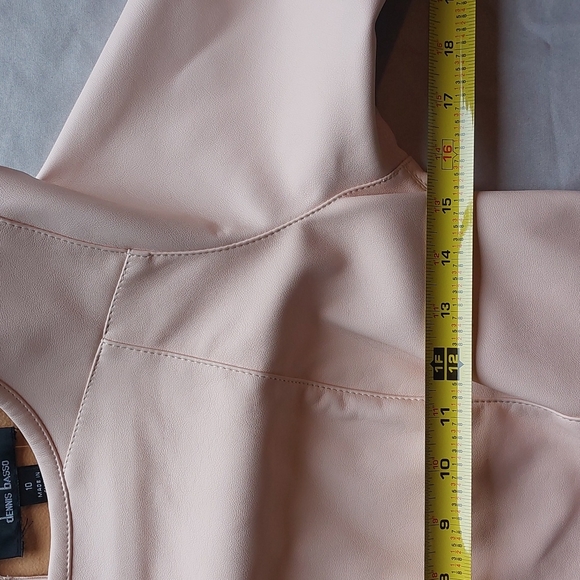DENNIS BASSO faux leather like new pink top, 10-14 - Picture 5 of 15